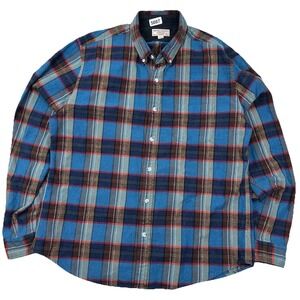 Wallace & Barnes Wool Cotton Flannel Shirt Mens XL Blue Teal Plaid Thick Shacket